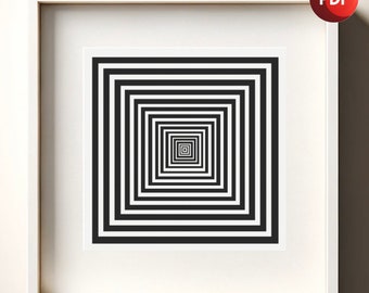 Cross Stitch Pattern PDF Monochrome Optical Illusion Black and White Squares Single Color Instant Download