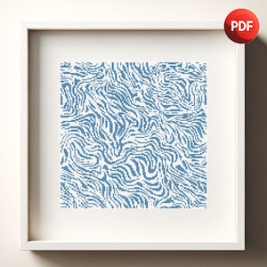Cross Stitch Pattern PDF Abstract Monochrome Single Color Instant Download