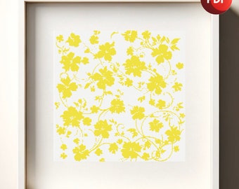 Cross Stitch Pattern PDF Yellow Flowers Floral Abstract Monochrome Single Color Instant Download