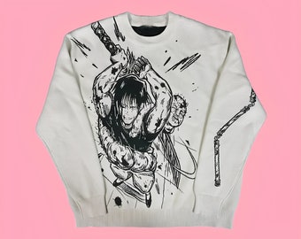 Pull en tricot Jujutsu Kaisen Toji Fushiguro, pull en tricot de style gothique anime Harajuku, pull streetwear anime pour hommes et femmes, cadeau