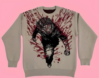 Pull en tricot Anime Itadori, pull Jujutsu Kaisen anime Itadori, pull Harajuku anime pour hommes et femmes, cadeau pull anime streetwear JJK