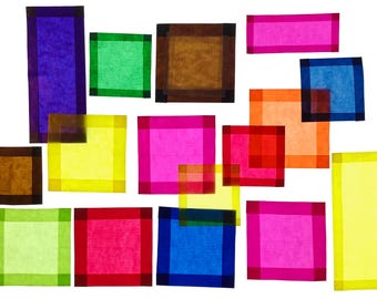 30 Pieces of Folded Kite Paper Squares and Rectangles Waldorf Window Sun Catcher Display