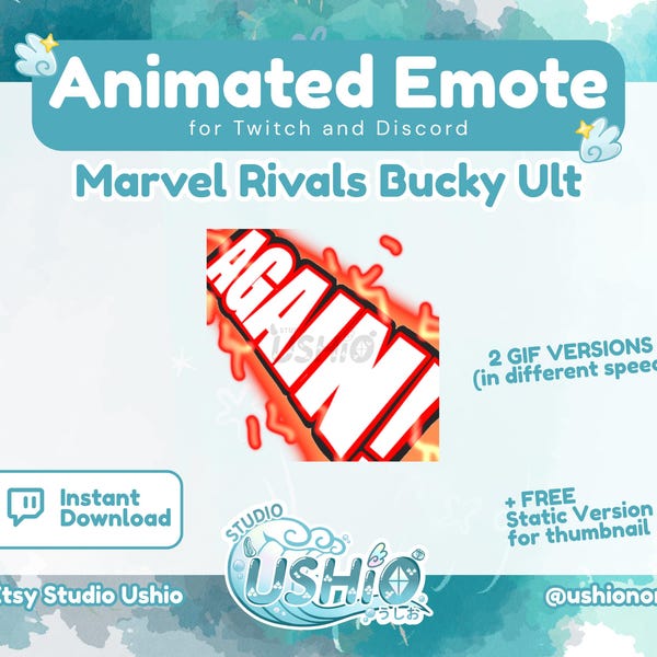 Emote animado de Bucky "Again" de Marvel Rivals para Twitch, Discord y YouTube (descarga digital).