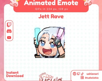 Valorant Jett Rave Animated Emote | Animated Emote for Twitch, Discord, Youtube (Digital File)