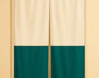 Cortina Noren Hippie para Porta – Divisória de Ambientes e Cortina para Sala de Estar em Linho | Cortinas Noren Boho Extralongas com Blocos de Cor para Decoração de Quarto