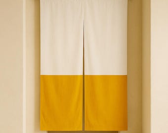 Cortinas de linho estilo boho noren para porta – Divisória de ambientes e cortinas para sala de estar | Painel de cortinas boho noren com blocos de cores para decoração de quarto