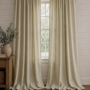 Natural Linen Boho Curtains, Extra Long Curtain Panels, Custom Size Drapes for Living Room, Rustic Farmhouse Panel, Modern Window Treatment
