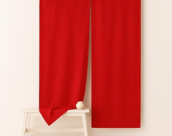 Red Japanese Noren Curtain Panel Doorway Curtain, Long Noren Curtain for Living Room, Bedroom, Linen Room Divider Home Decorative Curtain