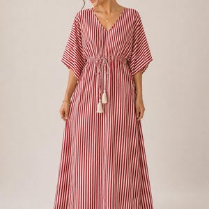 Red White Stripe Maxi Dress - Etsy