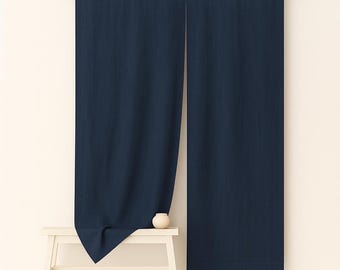 Navy Blue Japanese Noren Curtain Panel Doorway Curtain, Long Noren Curtain for Living Room, Bedroom, Linen Room Divider Japan Noren Curtains
