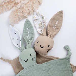 Personalised Gift set, Bunny Comforter, Patterned Ears, Sleep aid, sensory, new baby girl boy, baby gift, personalised baby gift, connemara