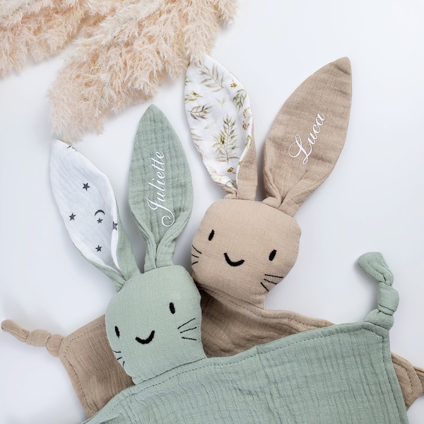 Personalised Gift set, Bunny Comforter, Patterned Ears, Sleep aid, sensory, new baby girl boy, baby gift, personalised baby gift