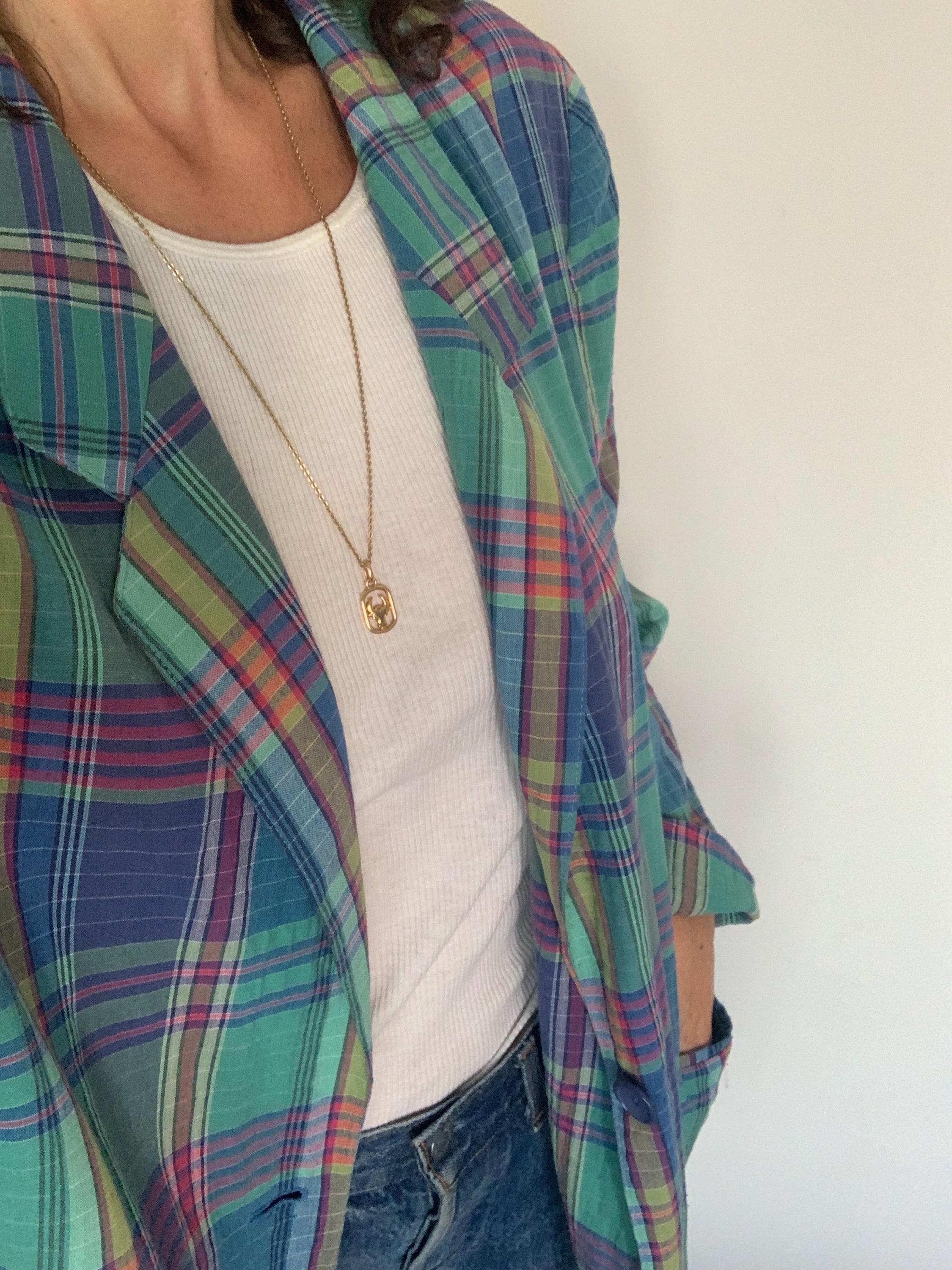 vintage madras plaid blazer jacket