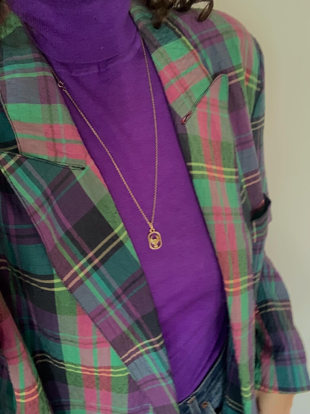 Madras Plaid Linen Blazer 80s main image 1