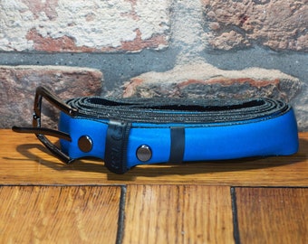 Recycled Blue Skinny Bicycle Tyre Belt ‘’CERULEAN’’ (Handmade in the UK)