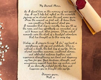 Wax Seal Letter, Scroll Letter, Handmade Love Letter, Custom Wedding Vows Letter, Scroll Invitation, Handmade Cotton Rag Paper