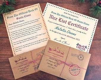 Carta personalizada do Papai Noel, certificado personalizado da lista de bons amigos, carta do Papai Noel, presente para a meia de Natal