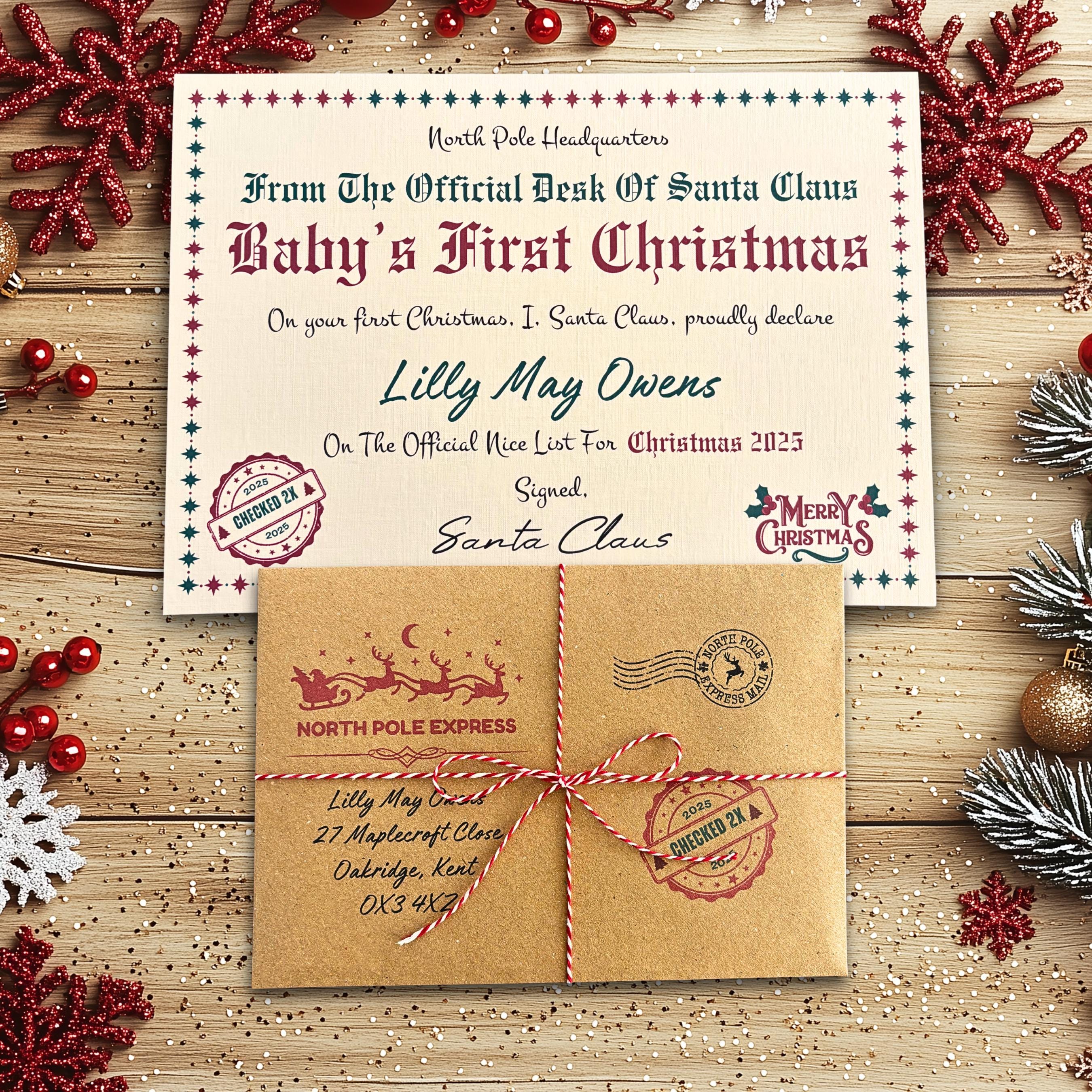 Custom Baby's First Christmas Letter - Personalised Nice List ...