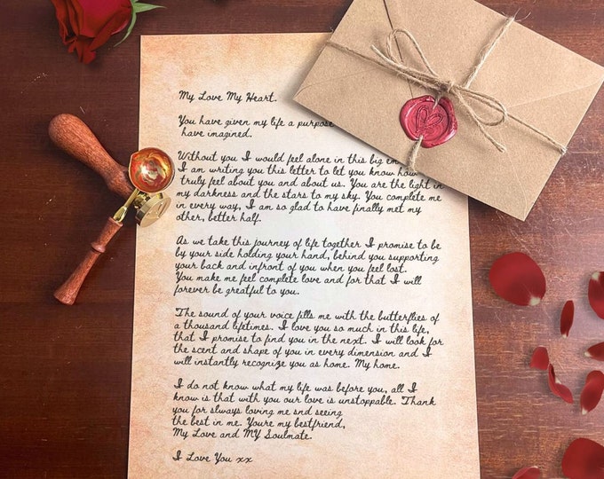 Handmade Letter | Love Letter | Anniversary Gift | Personalised Gift | Wax Sealed | For Boyfriend or Girlfriend | Gift For Anniversary