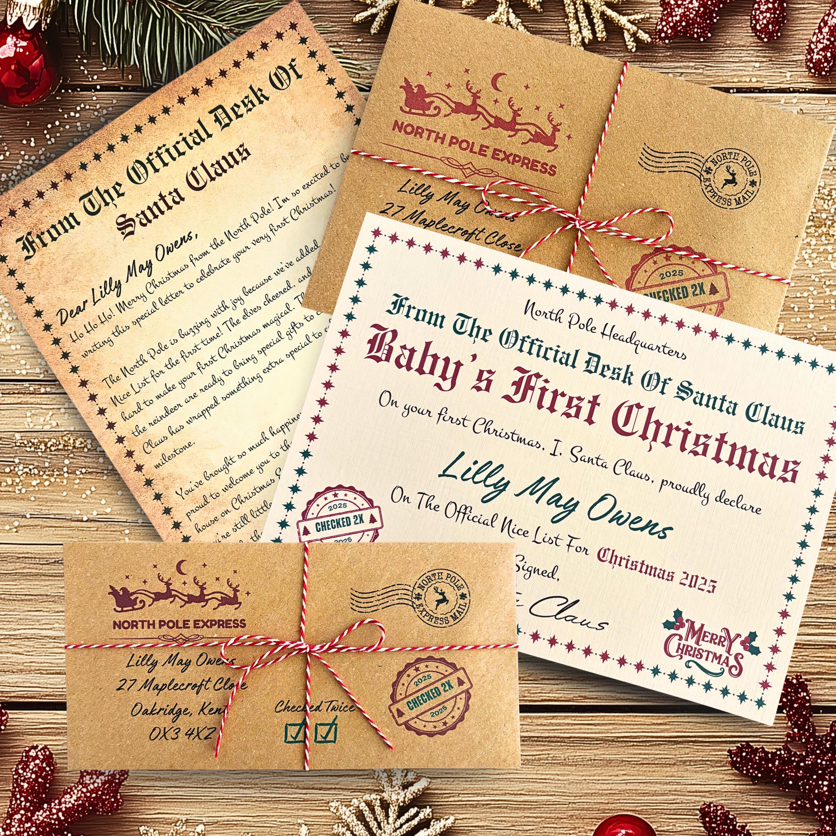 Custom Baby's First Christmas Letter - Personalised Nice List