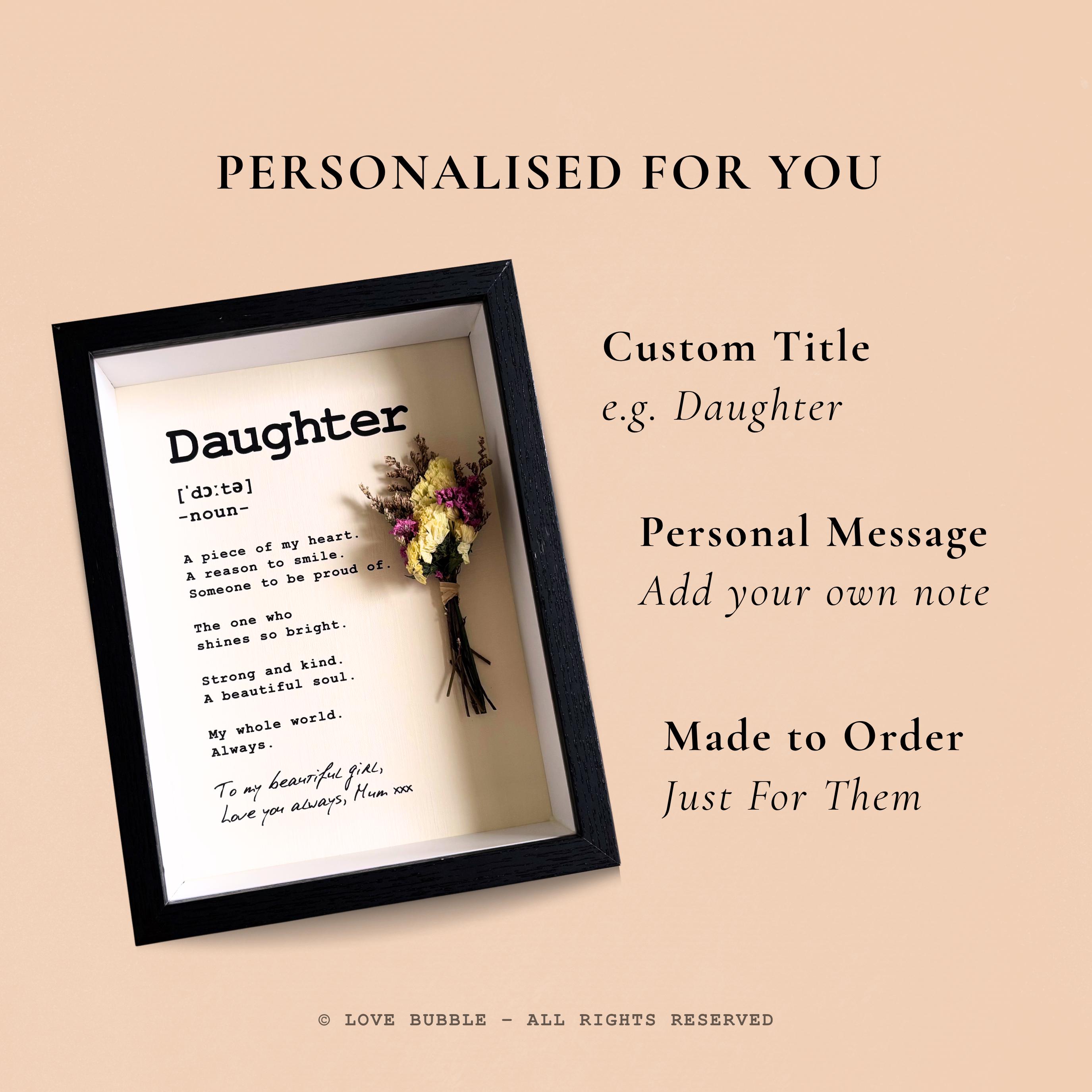 Personalised Daughter Print, Shadow Box Photo Frame, Sentimental Gift ...
