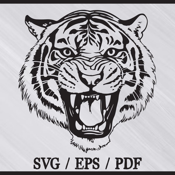 Tiger Head Svg | Tiger Face Svg | Shaggy Tiger Svg | Tiger Svg | Tiger Logo | Animal Svg | Cricut | Pdf
