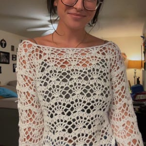 Saltlace Top – Handmade Crochet Lace Pullover, Breezy Summer Cover-Up, Airy Boho Mesh Sweater| Handmade Cottagecore Festival Shirt