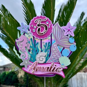 Décoration pour gâteau sur le thème des sirènes - Sous la mer