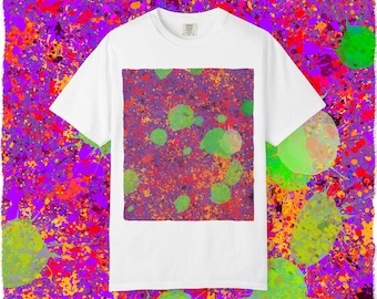 Neon Paint Splatter T-Shirt | Abstract Colorful Square Print