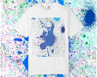 Blue Paint Splatter T-Shirt | Abstract Drip Art Tee