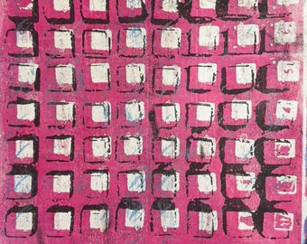 Button Grid, Original 11x14 Gel Print Art by Ian Page-Echols