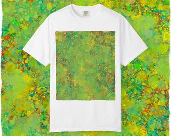 Green Abstract Art T-Shirt | Tie-Dye Watercolor Texture
