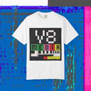 V8 Media Retro Pixel Test Pattern T-shirt | Vintage TV Signal Graphic