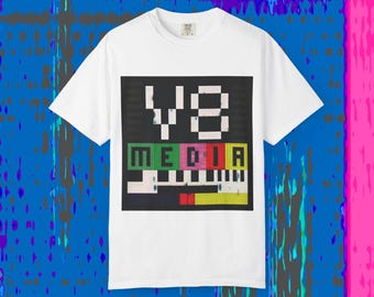 V8 Media Retro Pixel Test Pattern T-shirt | Vintage TV Signal Graphic