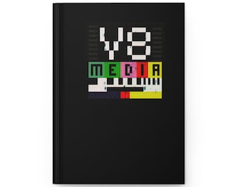 Retro Test Pattern V8 Media Hardcover Journal | Pixel TV Signal Notebook