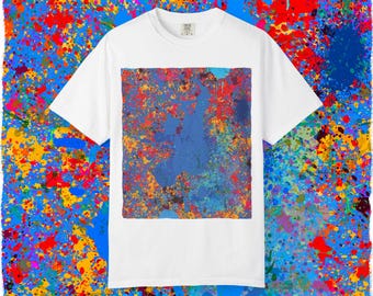 Abstract Paint Splatter Art T-Shirt | Colorful Square Print