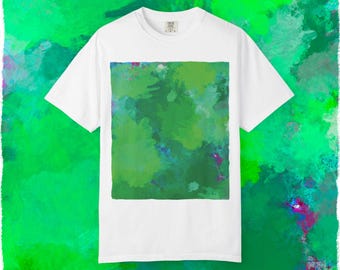 Green Abstract Watercolor Square T-Shirt | Nature Inspired Tee