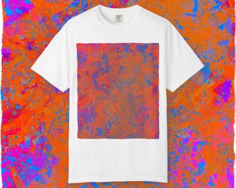 Abstract Neon Splatter T-Shirt | Vibrant Grunge Square Print