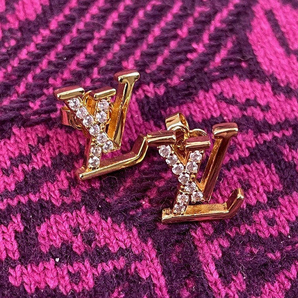 Exquisite Vintage Louis Vuitton Gold Plated Stud Earrings: Timeless Elegance