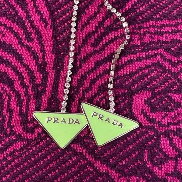 Vintage Prada Italian Triangle Drop Earrings: Elegant Designer Collectible