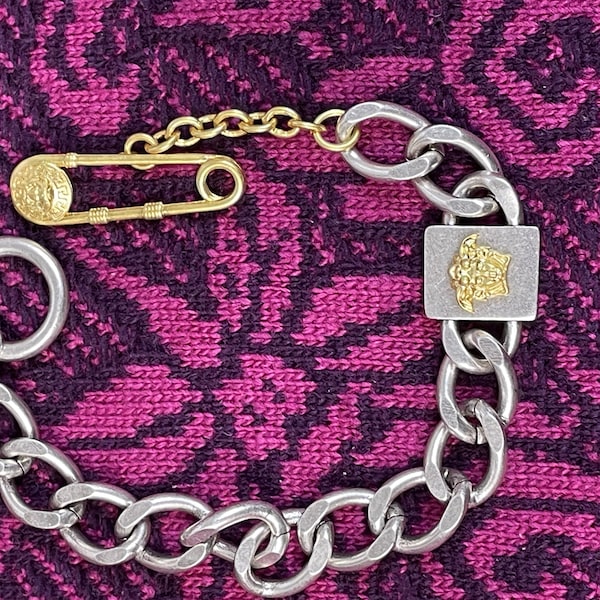 Vintage Versace Silver Gold Chain Bracelet: Luxury in Every Link