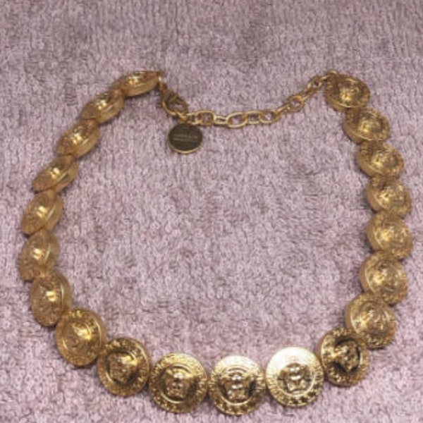 Vintage Versace Gold Medusa Multi Face Tone Neckalce