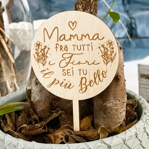 Segnapiante in legno personalizzato floreale e rotondo Idea regalo festa della mamma Rotondo