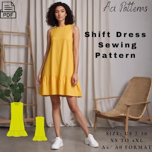Sleeveless Summer Dress Sewing Pattern,A-Line Ruffle Dress Pattern,Summer Cotton Dress Beginner Pattern,Comfortable Short Dress, A4&A0 2To30