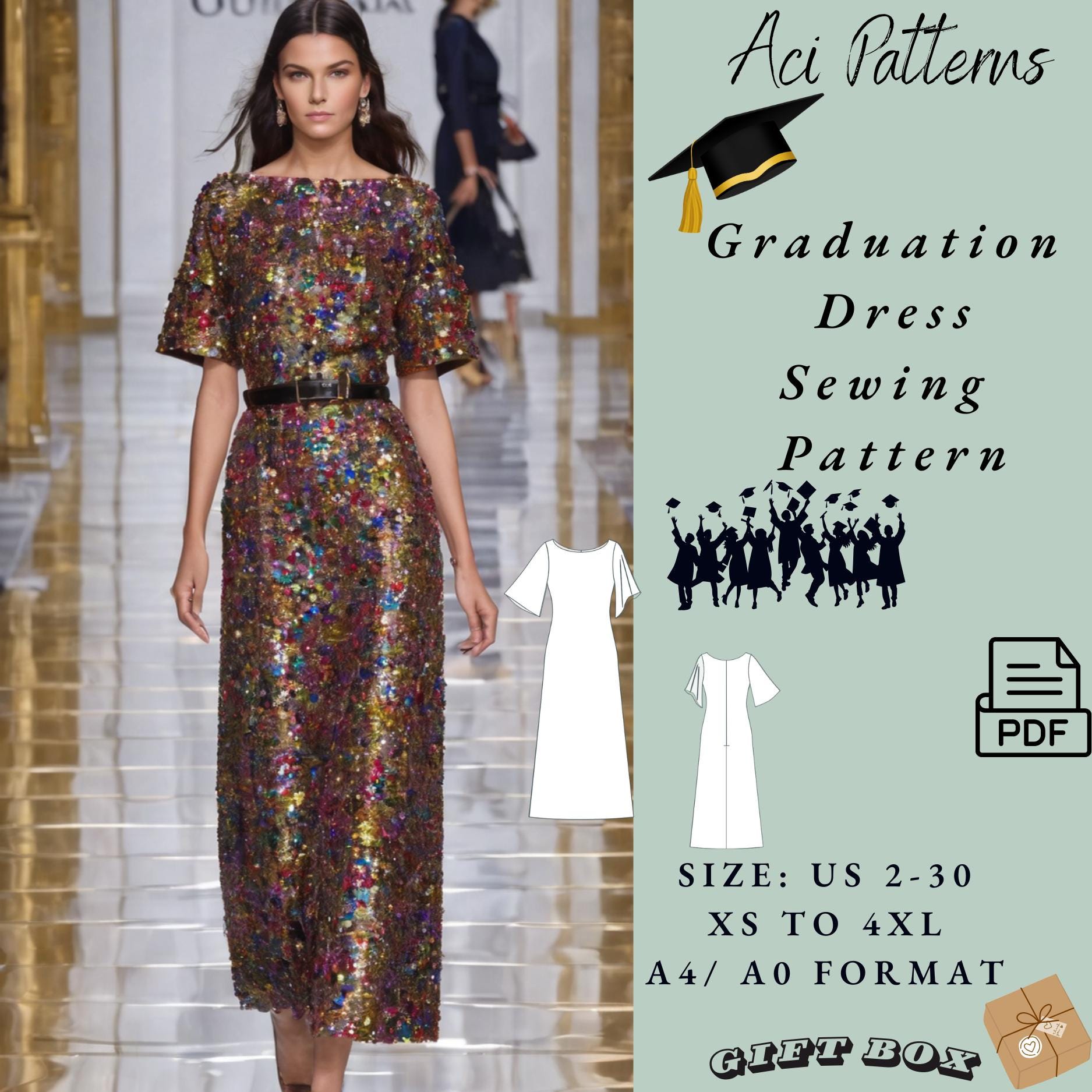 ボートネックマキシドレスの縫製パターン｜AラインサマードレスPDF