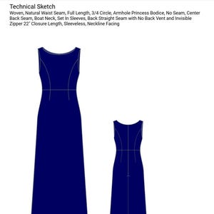 Boat Neck Corset A-Line Long Dress Sewing Model - Princess Sewing Dress PDF Model Elegant Evening Dress for Wedding, Graduation, 2 TO 30 image 8