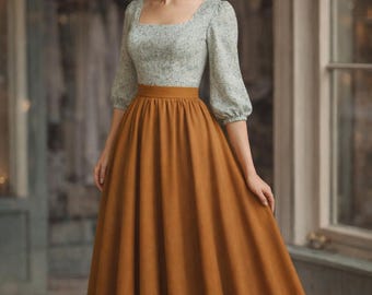 Cottagecore Vintage Skirt And Blouse Sewing Pattern, Flare Skirt,Sleeve Blouse,Knee Lenght Skirt,Square neck blouse,2 TO 30 (PDF Pattern)