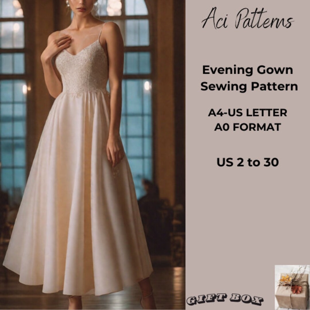 Prom Dress, Evening Gown Sewing Pattern, Cocktail Dress,v-neck Sewing ...