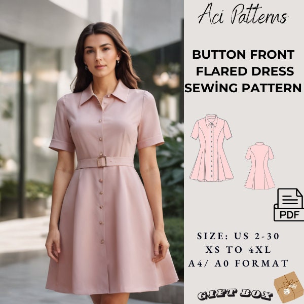 Shirt Dress Pattern Button Down Shirt Collar Dress Pattern Cottagecore