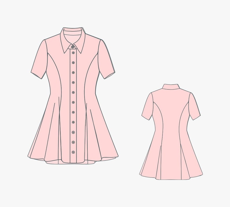 Shirt Dress Pattern Button Down Shirt Collar Dress Pattern Cottagecore